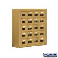 Salsbury Cell Phone Storage Locker - 5 Door High Unit (8 Inch Deep Compartments) - 20 A Doors - Gold - Surface Mounted - Resettable Combination Locks
