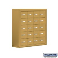 Salsbury Cell Phone Storage Locker - 5 Door High Unit (8 Inch Deep Compartments) - 20 A Doors - Gold - Surface Mounted - Master Keyed Locks