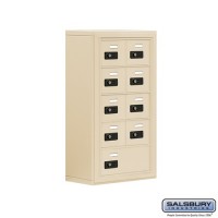 Salsbury Cell Phone Storage Locker - 5 Door High Unit (8 Inch Deep Compartments) - 8 A Doors and 1 B Door - Sandstone - Surface Mounted - Resettable Combination Locks