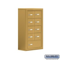Salsbury Cell Phone Storage Locker - 5 Door High Unit (8 Inch Deep Compartments) - 8 A Doors and 1 B Door - Gold - Surface Mounted - Master Keyed Locks