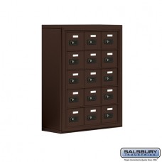 Salsbury Cell Phone Storage Locker - 5 Door High Unit (8 Inch Deep Compartments) - 15 A Doors - Bronze - Surface Mounted - Resettable Combination Locks