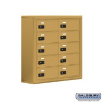 Salsbury Cell Phone Storage Locker - 5 Door High Unit (8 Inch Deep Compartments) - 10 B Doors - Gold - Surface Mounted - Resettable Combination Locks