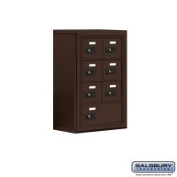 Salsbury Cell Phone Storage Locker - 4 Door High Unit (8 Inch Deep Compartments) - 6 A Doors and 1 B Door - Bronze - Surface Mounted - Resettable Combination Locks