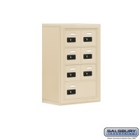 Salsbury Cell Phone Storage Locker - 4 Door High Unit (8 Inch Deep Compartments) - 6 A Doors and 1 B Door - Sandstone - Surface Mounted - Resettable Combination Locks