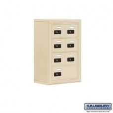 Salsbury Cell Phone Storage Locker - 4 Door High Unit (8 Inch Deep Compartments) - 6 A Doors and 1 B Door - Sandstone - Surface Mounted - Resettable Combination Locks
