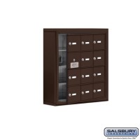 Salsbury Cell Phone Storage Locker - with Front Access Panel - 4 Door High Unit (5 Inch Deep Compartments) - 12 A Doors (11 usable) - Bronze - Surface Mounted - Master Keyed Locks
