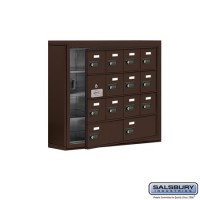 Salsbury Cell Phone Storage Locker - with Front Access Panel - 4 Door High Unit (5 Inch Deep Compartments) - 12 A Doors (11 usable) and 2 B Doors - Bronze - Surface Mounted - Resettable Combination Locks