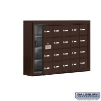 Salsbury Cell Phone Storage Locker - with Front Access Panel - 4 Door High Unit (5 Inch Deep Compartments) - 20 A Doors (19 usable) - Bronze - Surface Mounted - Master Keyed Locks