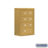 Salsbury Cell Phone Storage Locker - 4 Door High Unit (8 Inch Deep Compartments) - 6 A Doors and 1 B Door - Gold - Surface Mounted - Master Keyed Locks