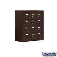 Salsbury Cell Phone Storage Locker - 4 Door High Unit (8 Inch Deep Compartments) - 12 A Doors - Bronze - Surface Mounted - Resettable Combination Locks
