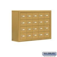 Salsbury Cell Phone Storage Locker - 4 Door High Unit (8 Inch Deep Compartments) - 20 A Doors - Gold - Surface Mounted - Master Keyed Locks