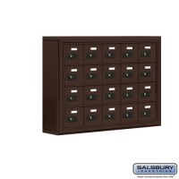 Salsbury Cell Phone Storage Locker - 4 Door High Unit (5 Inch Deep Compartments) - 20 A Doors - Bronze - Surface Mounted - Resettable Combination Locks