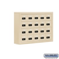 Salsbury Cell Phone Storage Locker - 4 Door High Unit (5 Inch Deep Compartments) - 20 A Doors - Sandstone - Surface Mounted - Resettable Combination Locks