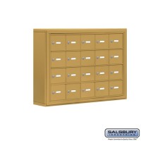 Salsbury Cell Phone Storage Locker - 4 Door High Unit (5 Inch Deep Compartments) - 20 A Doors - Gold - Surface Mounted - Master Keyed Locks
