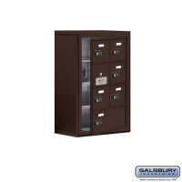 Salsbury Cell Phone Storage Locker - with Front Access Panel - 4 Door High Unit (8 Inch Deep Compartments) - 6 A Doors (5 usable) and 1 B Door - Bronze - Surface Mounted - Resettable Combination Locks