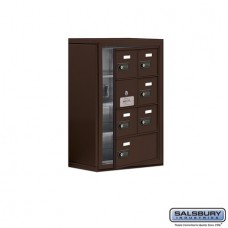 Salsbury Cell Phone Storage Locker - with Front Access Panel - 4 Door High Unit (8 Inch Deep Compartments) - 6 A Doors (5 usable) and 1 B Door - Bronze - Surface Mounted - Resettable Combination Locks