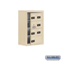 Salsbury Cell Phone Storage Locker - with Front Access Panel - 4 Door High Unit (8 Inch Deep Compartments) - 6 A Doors (5 usable) and 1 B Door - Sandstone - Surface Mounted - Resettable Combination Locks