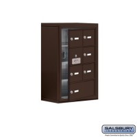 Salsbury Cell Phone Storage Locker - with Front Access Panel - 4 Door High Unit (8 Inch Deep Compartments) - 6 A Doors (5 usable) and 1 B Door - Bronze - Surface Mounted - Master Keyed Locks