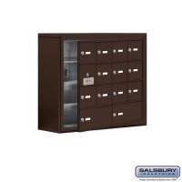 Salsbury Cell Phone Storage Locker - with Front Access Panel - 4 Door High Unit (8 Inch Deep Compartments) - 12 A Doors (11 usable) and 2 B Doors - Bronze - Surface Mounted - Master Keyed Locks