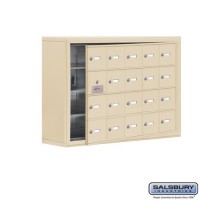 Salsbury Cell Phone Storage Locker - with Front Access Panel - 4 Door High Unit (8 Inch Deep Compartments) - 20 A Doors (19 usable) - Sandstone - Surface Mounted - Master Keyed Locks