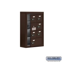 Salsbury Cell Phone Storage Locker - with Front Access Panel - 4 Door High Unit (5 Inch Deep Compartments) - 6 A Doors (5 usable) and 1 B Door - Bronze - Surface Mounted - Resettable Combination Locks