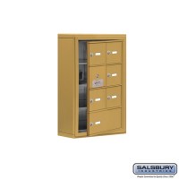 Salsbury Cell Phone Storage Locker - with Front Access Panel - 4 Door High Unit (5 Inch Deep Compartments) - 6 A Doors (5 usable) and 1 B Door - Gold - Surface Mounted - Master Keyed Locks