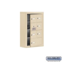 Salsbury Cell Phone Storage Locker - with Front Access Panel - 4 Door High Unit (5 Inch Deep Compartments) - 6 A Doors (5 usable) and 1 B Door - Sandstone - Surface Mounted - Master Keyed Locks