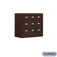 Salsbury Cell Phone Storage Locker - 3 Door High Unit (8 Inch Deep Compartments) - 9 A Doors - Bronze - Surface Mounted - Resettable Combination Locks
