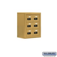 Salsbury Cell Phone Storage Locker - 3 Door High Unit (8 Inch Deep Compartments) - 6 A Doors - Gold - Surface Mounted - Resettable Combination Locks