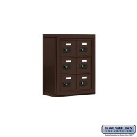 Salsbury Cell Phone Storage Locker - 3 Door High Unit (5 Inch Deep Compartments) - 6 A Doors - Bronze - Surface Mounted - Resettable Combination Locks