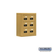 Salsbury Cell Phone Storage Locker - 3 Door High Unit (5 Inch Deep Compartments) - 6 A Doors - Gold - Surface Mounted - Resettable Combination Locks