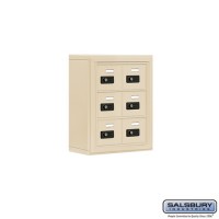 Salsbury Cell Phone Storage Locker - 3 Door High Unit (5 Inch Deep Compartments) - 6 A Doors - Sandstone - Surface Mounted - Resettable Combination Locks