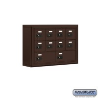 Salsbury Cell Phone Storage Locker - 3 Door High Unit (5 Inch Deep Compartments) - 8 A Doors and 2 B Doors - Bronze - Surface Mounted - Resettable Combination Locks