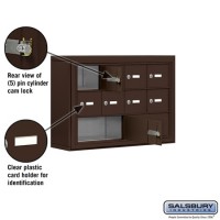 Salsbury Cell Phone Storage Locker - 3 Door High Unit (5 Inch Deep Compartments) - 8 A Doors and 2 B Doors - Bronze - Surface Mounted - Master Keyed Locks