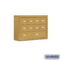Salsbury Cell Phone Storage Locker - 3 Door High Unit (5 Inch Deep Compartments) - 8 A Doors and 2 B Doors - Gold - Surface Mounted - Master Keyed Locks