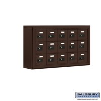 Salsbury Cell Phone Storage Locker - 3 Door High Unit (5 Inch Deep Compartments) - 15 A Doors - Bronze - Surface Mounted - Resettable Combination Locks