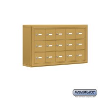 Salsbury Cell Phone Storage Locker - 3 Door High Unit (5 Inch Deep Compartments) - 15 A Doors - Gold - Surface Mounted - Master Keyed Locks