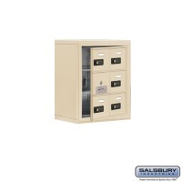 Salsbury Cell Phone Storage Locker - with Front Access Panel - 3 Door High Unit (8 Inch Deep Compartments) - 6 A Doors (5 usable) - Sandstone - Surface Mounted - Resettable Combination Locks