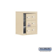 Salsbury Cell Phone Storage Locker - with Front Access Panel - 3 Door High Unit (8 Inch Deep Compartments) - 6 A Doors (5 usable) - Sandstone - Surface Mounted - Master Keyed Locks