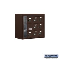 Salsbury Cell Phone Storage Locker - with Front Access Panel - 3 Door High Unit (8 Inch Deep Compartments) - 9 A Doors (8 usable) - Bronze - Surface Mounted - Resettable Combination Locks
