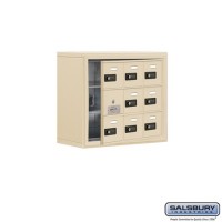 Salsbury Cell Phone Storage Locker - with Front Access Panel - 3 Door High Unit (8 Inch Deep Compartments) - 9 A Doors (8 usable) - Sandstone - Surface Mounted - Resettable Combination Locks