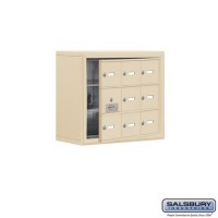 Salsbury Cell Phone Storage Locker - with Front Access Panel - 3 Door High Unit (8 Inch Deep Compartments) - 9 A Doors (8 usable) - Sandstone - Surface Mounted - Master Keyed Locks