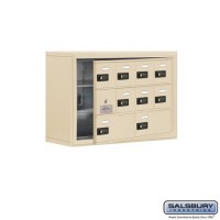 Salsbury Cell Phone Storage Locker - with Front Access Panel - 3 Door High Unit (8 Inch Deep Compartments) - 8 A Doors (7 usable) and 2 B Doors - Sandstone - Surface Mounted - Resettable Combination Locks
