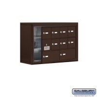 Salsbury Cell Phone Storage Locker - with Front Access Panel - 3 Door High Unit (8 Inch Deep Compartments) - 8 A Doors (7 usable) and 2 B Doors - Bronze - Surface Mounted - Master Keyed Locks