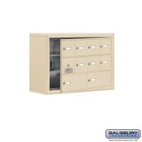 Salsbury Cell Phone Storage Locker - with Front Access Panel - 3 Door High Unit (8 Inch Deep Compartments) - 8 A Doors (7 usable) and 2 B Doors - Sandstone - Surface Mounted - Master Keyed Locks