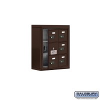 Salsbury Cell Phone Storage Locker - with Front Access Panel - 3 Door High Unit (5 Inch Deep Compartments) - 6 A Doors (5 usable) - Bronze - Surface Mounted - Resettable Combination Locks
