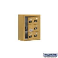 Salsbury Cell Phone Storage Locker - with Front Access Panel - 3 Door High Unit (5 Inch Deep Compartments) - 6 A Doors (5 usable) - Gold - Surface Mounted - Resettable Combination Locks