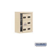Salsbury Cell Phone Storage Locker - with Front Access Panel - 3 Door High Unit (5 Inch Deep Compartments) - 6 A Doors (5 usable) - Sandstone - Surface Mounted - Resettable Combination Locks