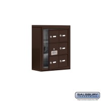 Salsbury Cell Phone Storage Locker - with Front Access Panel - 3 Door High Unit (5 Inch Deep Compartments) - 6 A Doors (5 usable) - Bronze - Surface Mounted - Master Keyed Locks