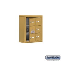 Salsbury Cell Phone Storage Locker - with Front Access Panel - 3 Door High Unit (5 Inch Deep Compartments) - 6 A Doors (5 usable) - Gold - Surface Mounted - Master Keyed Locks